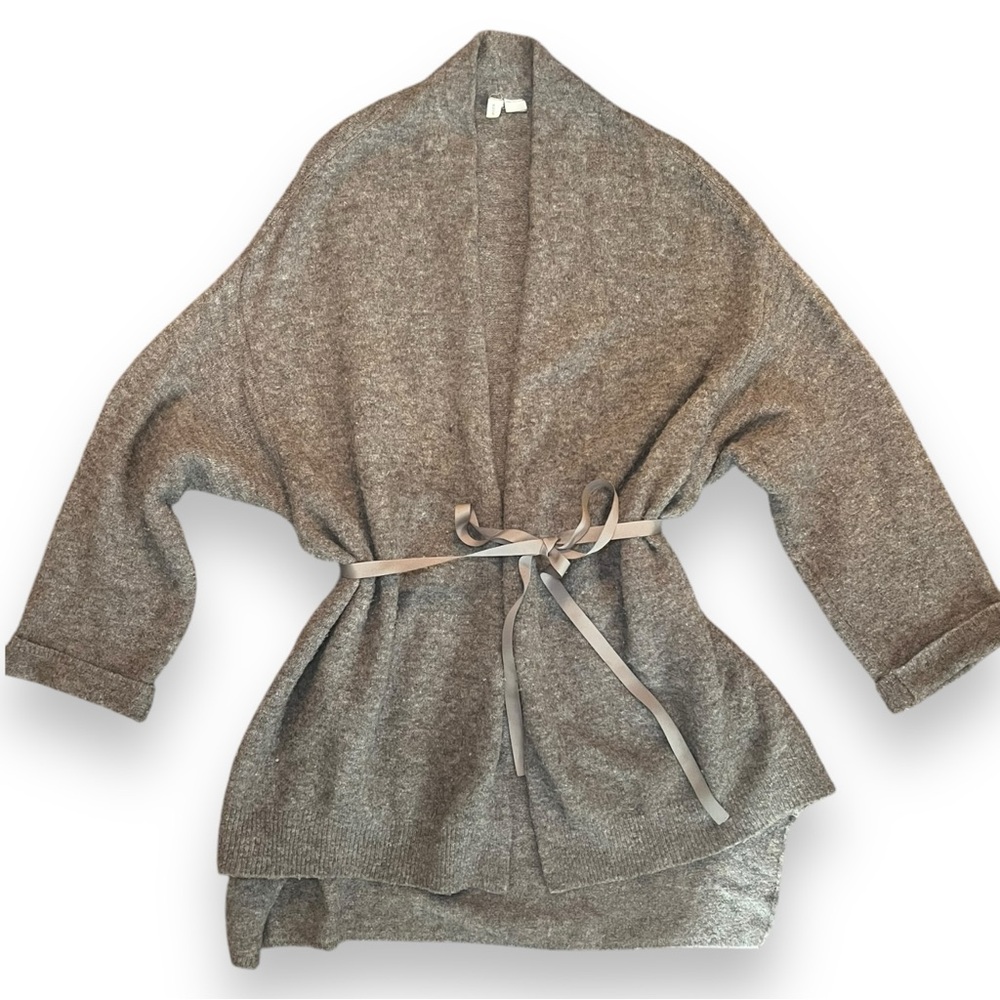 Anthropologie MOTH Brown Wool Cardigan with Tie